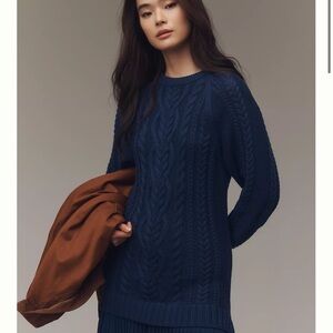 Anthropologie Deep Blue Cable Knit mini dress